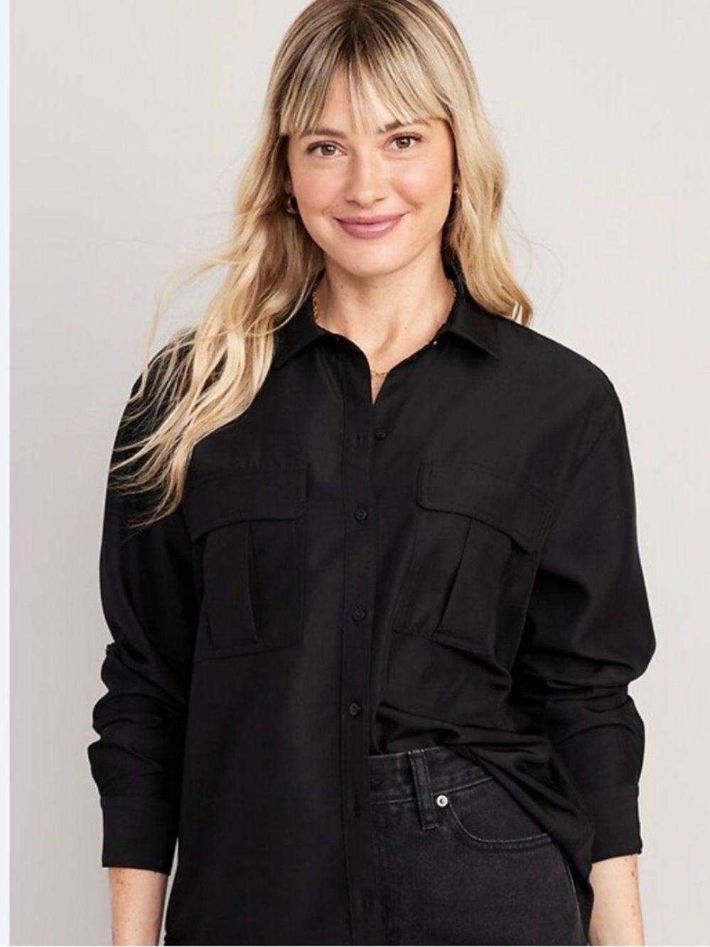 GAP/Old Navy — NWOT Black Button-Front Utility Shirt — Size M
